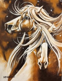 Momin Khan, 18 x 24 Inch, Acrylic on Canvas, Horse Painting, AC-MK-100